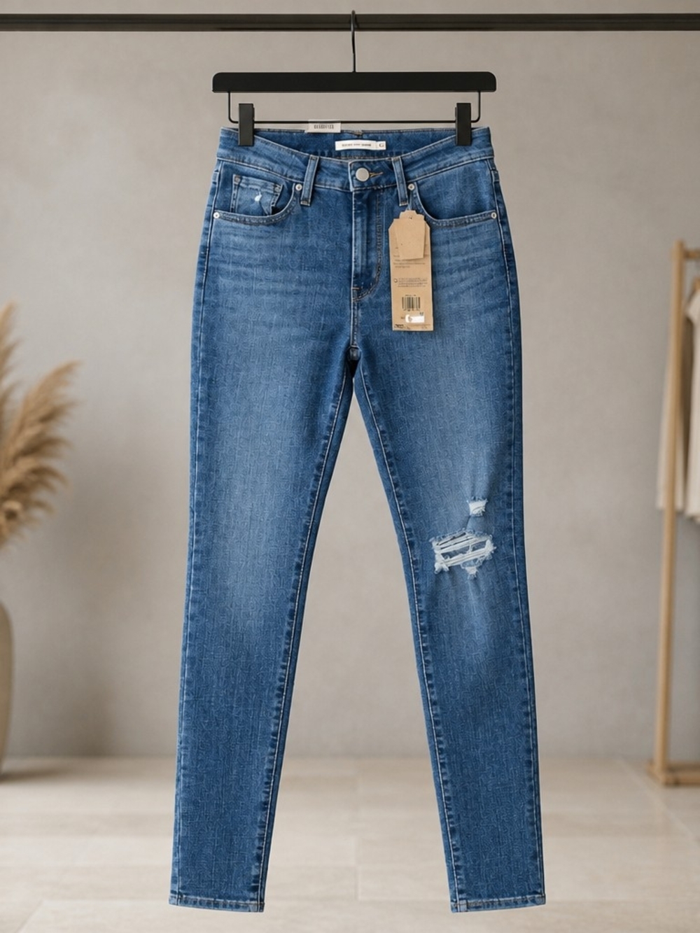 Levis 721 Jeans Womens 25 High Rise Skinny Dark Wash Stretch Denim Distressed